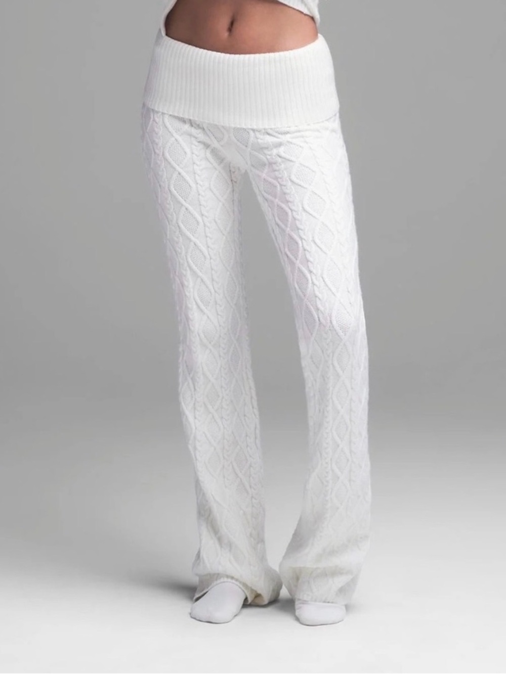 RARE BNWT Skims Snow Bunny Knit Foldover Pant in Snow XL